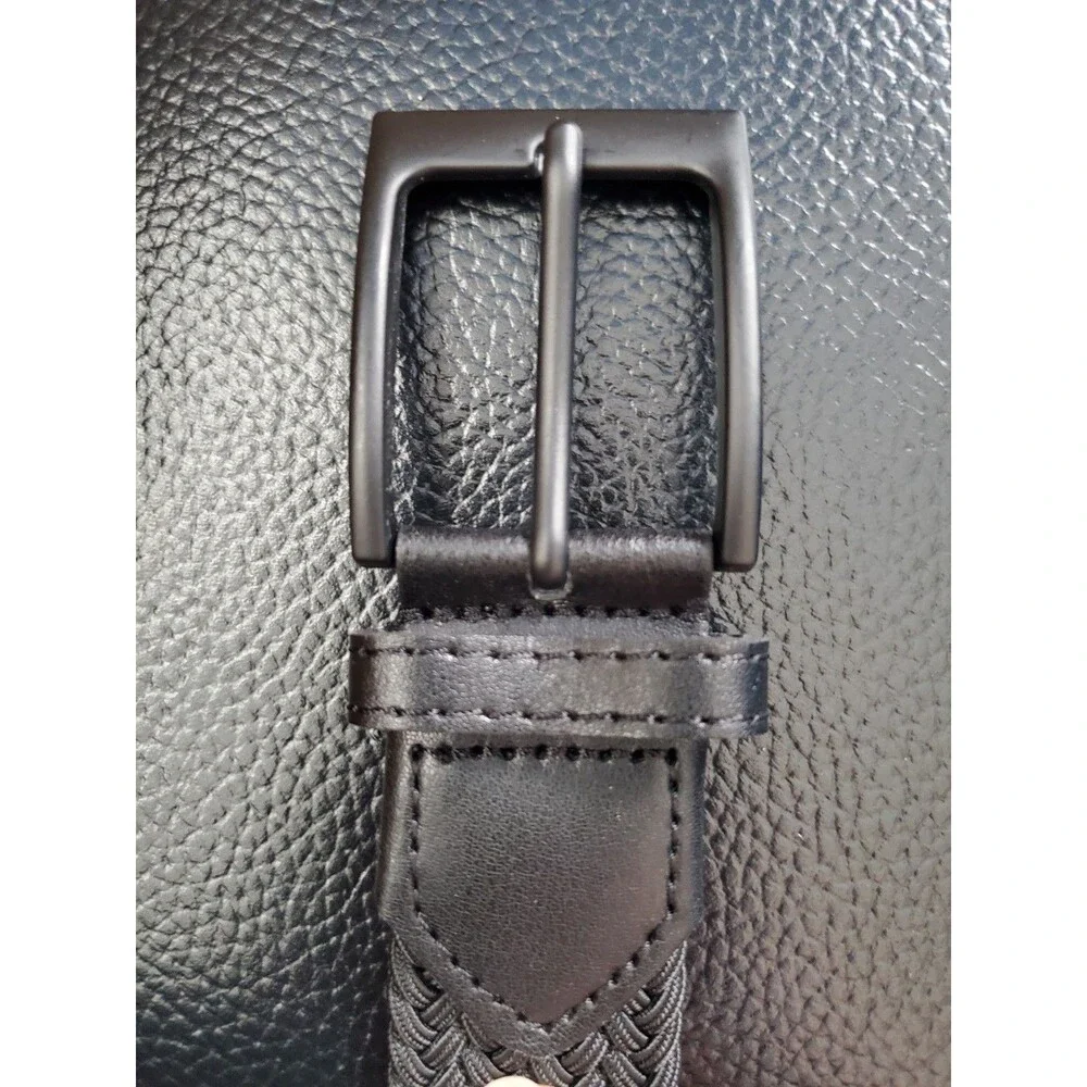 Unbranded Men's Black Stretch No-Hole Braided Belt 44